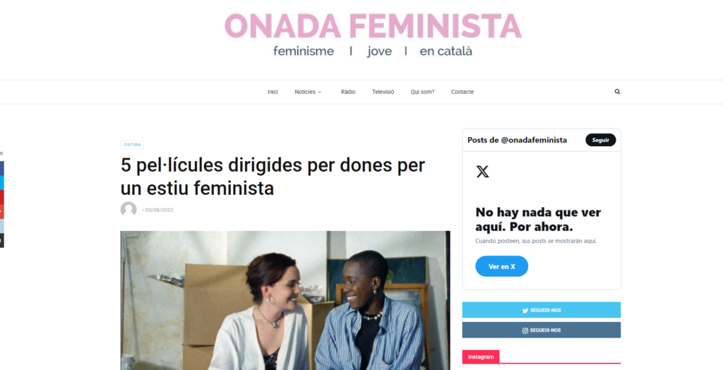 Imatge extreta de la següent web: 5 pel·lícules dirigides per dones per un estiu feminista